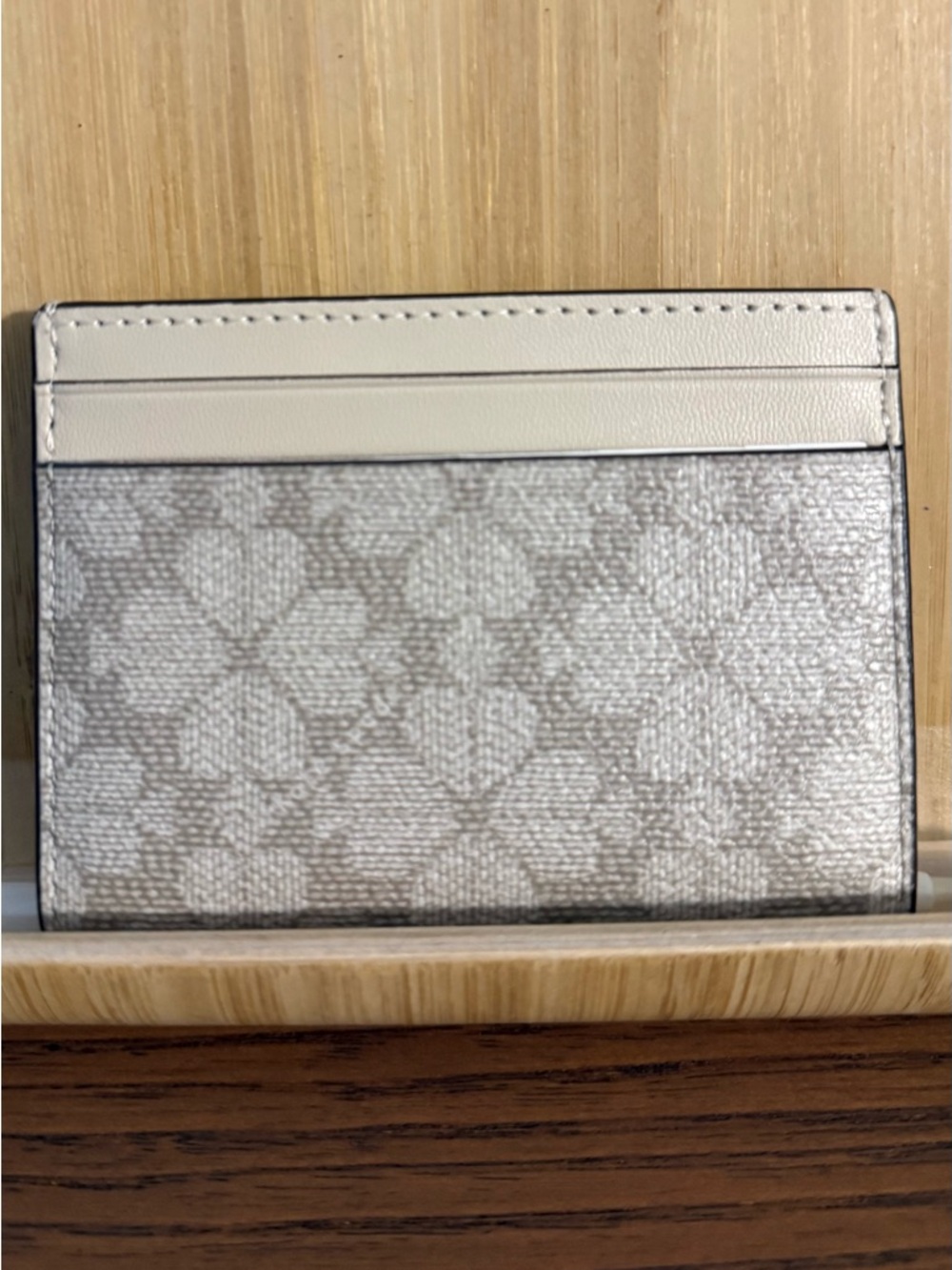 kate spade Cream Floral Jacquard Cardholder with Pale Yellow Trim - Picture 2 of 3